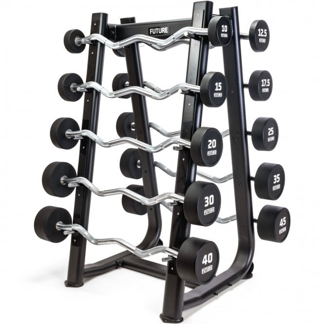 10 - 45kg Premium Urethane EZ Curl Barbell Set
