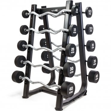 10 - 45kg Premium Urethane EZ Curl Barbell Set