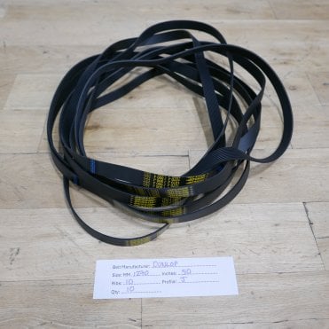 10 x Dunlop PJ1270 / 500J 10 Rib Poly V Belts (1270mm / 50 inches Long)