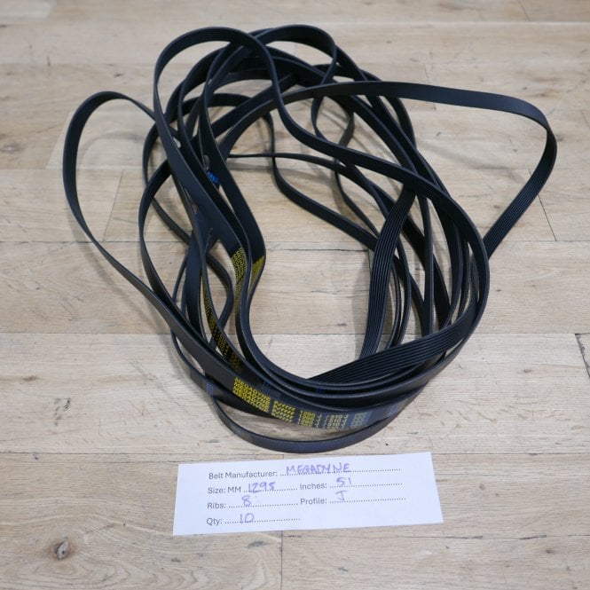 10 x Megadyne PJ1295 / 510J 8 Rib Poly V Belts (1295mm / 51 inches Long)