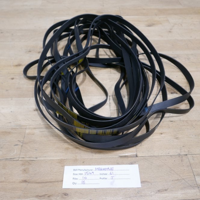 16 x Megadyne PJ1549 / 610J 10 Rib Poly V Belts (1549mm / 61 inches Long)