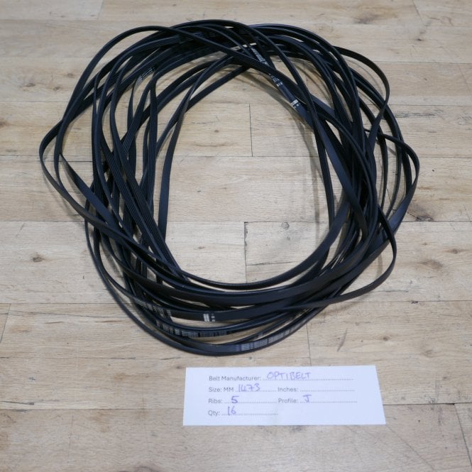 16 x Optibelt PJ1473 / 580J 5 Rib Poly V Belts (1473mm / 58 inches Long)
