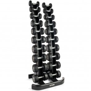 2 - 20kg Premium Rubber Dumbbell Set & Vertical Rack