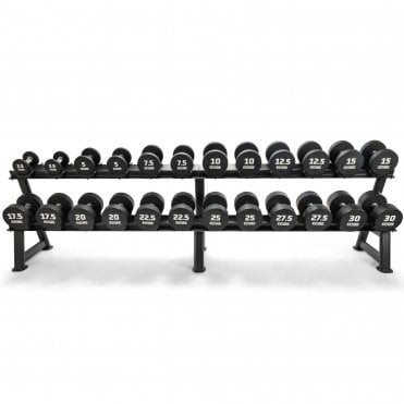 2.5 - 30kg Premium Urethane Dumbbell Set & Horizontal Rack